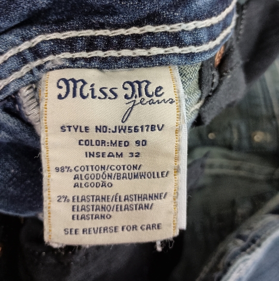 Miss Me Dark Western Retro Blue Straight Leg Jeans (#1,438) - Picture 5 of 8